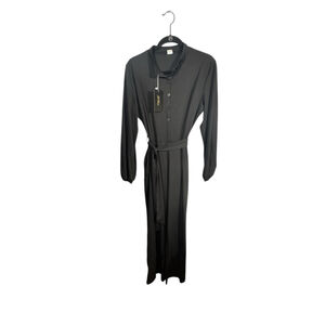 Size L Women’s Sx Club Black Long Sleeve Button-Front Jumpsuit Band Collar